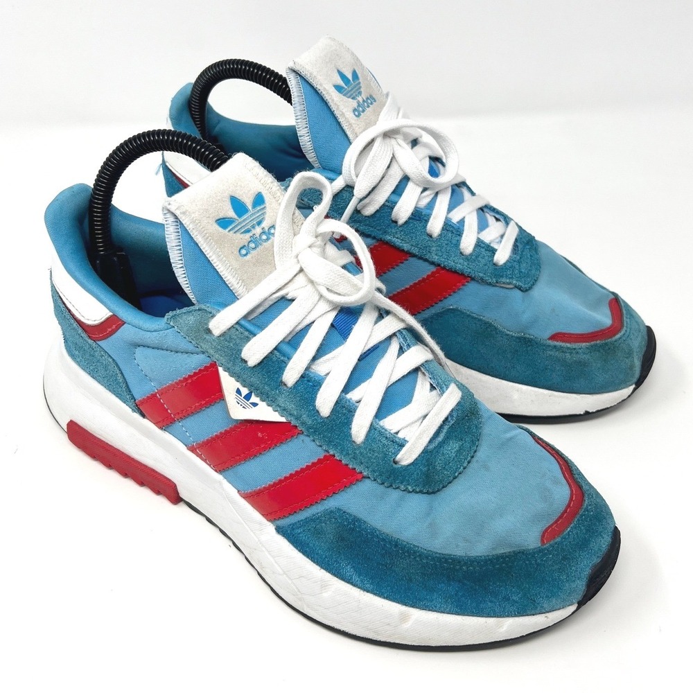Adidas Retropy F2 Shoes Women 7.5 Atheletic Sneakers Baby Blue Red White